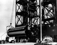 SA-1 mission /Lifting the first stage(S-I) from the transporter